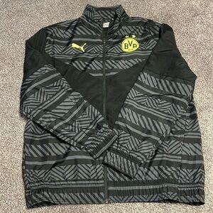 Puma Borussia Dortmund Pre-Match Jacket - Black-Safety Yellow Size S - MSRP $90